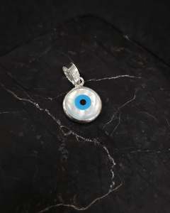 Small Round Mother of Pearl Evil Eye Pendant