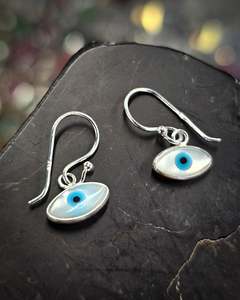 Evil Eye: Mother of Pearl Evil Eye Earrings