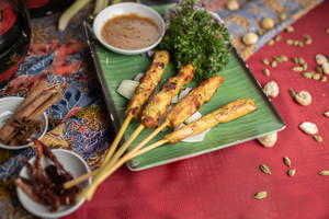 Products: Chicken Satay (4 sticks) The Long Bar on Bran