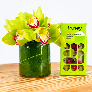 Orchid vase and chocolate