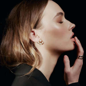 Silk Steel: SILK & STEEL - RADIANT EAR JACKETS - PEARL + GOLD