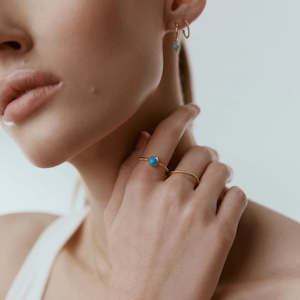 Silk Steel: SILK & STEEL - SUPERFINE TURQUOISE ROPE RING GOLD