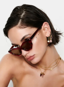 Aries: TIGER FRAME - SUPER POWER CHARM NECKLACE - ROSE QUARTZ WITH GARNET GOLD