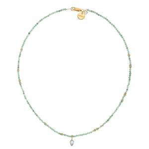 Taurus: VANIA - MAGIC TRIP NECKLACE LONG - GLEAMING EMERALD WITH BLUE TOPAZ CHARM