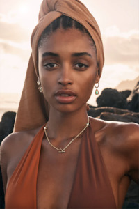 Taurus: TIGER FRAME - BIG TEARDROP HOOPS - GREEN ONYX GOLD