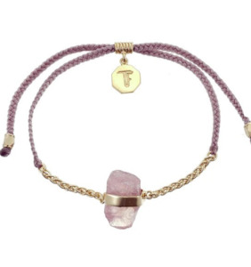 TIGER FRAME - CHAIN & CORD BLESSING BRACELET - DUSTY PINK WITH ROSE QUARTZ- GOLD