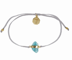 Libra: TIGER FRAME - BLESSING BRACELET - GREY STRING WITH APATITE - GOLD
