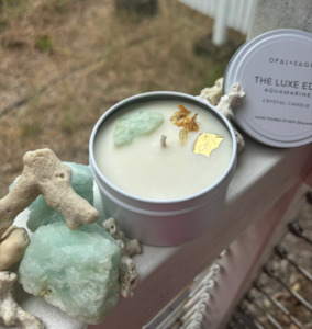Scorpio: OPAL + SAGE x THE LUXE EDIT - AQUAMARINE CRYSTAL CANDLE
