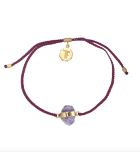 Sagittarius: TIGER FRAME - AMETHYST CRYSTAL BRACELET - BURGUNDY GOLD
