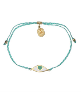 Tiger Frame: TIGER FRAME - EYE PROTECTION - AQUA AND CREAM WITH GREEN EYE - GOLD