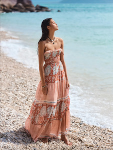 Boteh: BOTEH - DE FLORE SHIRRED MAXI DRESS