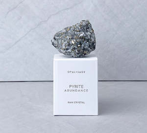 OPAL + SAGE - PYRITE BOXED CRYSTAL - ABUNDANCE