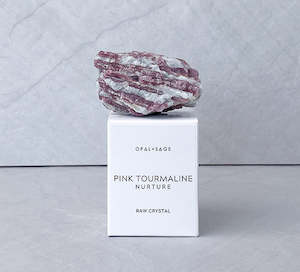 OPAL + SAGE - PINK TOURMALINE BOXED CRYSTAL - NURTURING