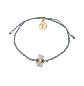TIGER FRAME - ROSE QUARTZ CRYSTAL BRACELET - TEAL & DUSTY PINK, GOLD
