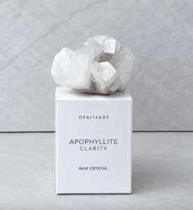 OPAL + SAGE - APOPHYLLITE BOXED CRYSTAL - CLARITY