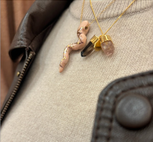 TIGER FRAME - SUPERPOWER CHARM NECKLACE - ROSE & SMOKY QUARTZ GOLD