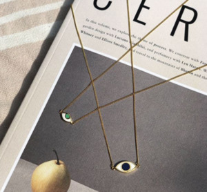 Jewellery 1: TIGER FRAME - NECKLACE - EYE SPY MINI - BLUE/GOLD