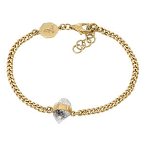 TIGER FRAME - ROUGH GEM CHAIN BRACELET - DIAMOND QUARTZ GOLD