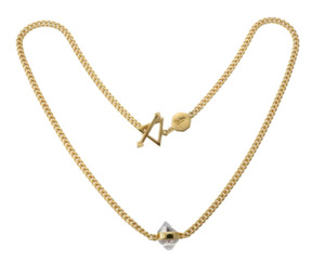 Jewellery 1: TIGER FRAME - NECKLACE - ROUGH GEM - DIAMOND QUARTZ - GOLD