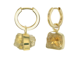 TIGER FRAME - EARRINGS - MINI ROUGH GEM HOOPS - CITRINE GOLD