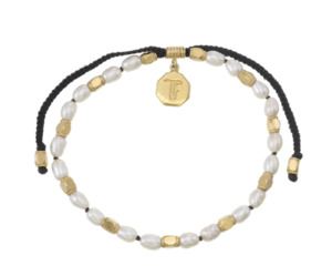 TIGER FRAME - BRACELET - MINI PEARLS HAND KNOTTED - BLACK GOLD