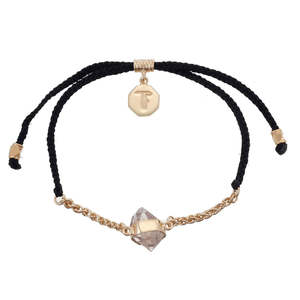 Jewellery 1: TIGER FRAME - BLACK WITH DIAMOND QUARTZ CHAIN AND CORD - BLACK