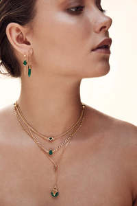 Jewellery 1: TIGER FRAME - TEARDROP TASSEL PULL THROUGH EARRINGS - GREEN ONYX