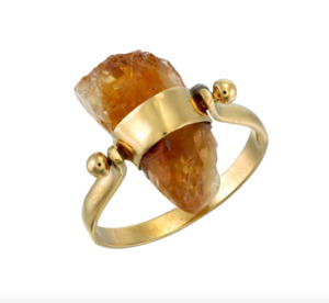 Jewellery 1: TIGER FRAME - ROUGH GEM SWIVEL RING - CITRINE - GOLD