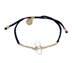 TIGER FRAME - CHAIN & CORD CRYSTAL BRACELET - QUARTZ - BLACK -GOLD