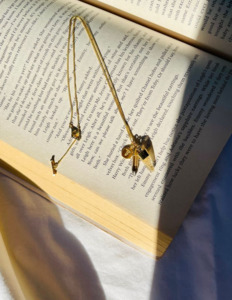 TIGER FRAME - NECKLACE - SUPERCHARM WITH CITRINE & SMOKY QUARTZ - GOLD