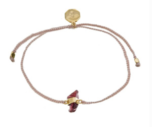 TIGER FRAME - BLESSING BRACELET - DUSTY PINK STRING WITH GARNET - GOLD