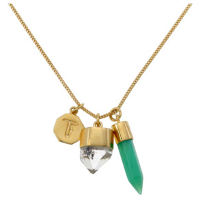 TIGER FRAME - NECKLACE - SUPER POWER CHARM - CHRYSOPRASE AND DIAMOND QUARTZ - GOLD