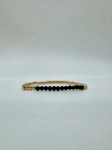 DANE JEWELLERY - ONYX BAR BEAD BRACELET - GOLD