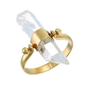 TIGER FRAME -  ROUGH QUARTZ SWIVEL RING - GOLD
