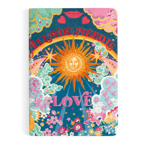 Liberty: LIBERTY - ALL YOU NEED IS LOVE HANDMADE EMBROIDERED JOURNAL