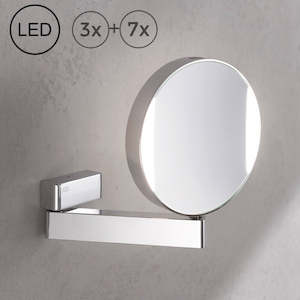 Emco Dual Magnification LED Wall Mirror, 3x + 7x - Made in Germany