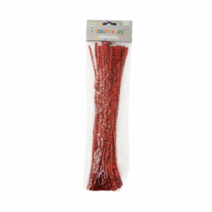 Red Glitter Chenille Sticks 40pcs