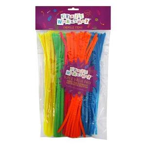 Chenille Stems 1: Fluffy Thick Chenille Sticks Pipe Cleaners 100 pcs Neon