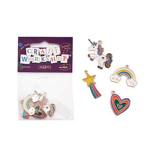 Elastic 1: Craft Charms Unicorn Rainbows 4pcs