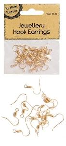 Jewellery Supplies 1: Gold Earring Hooks 25 pieces