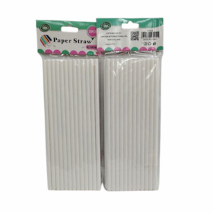 Paper Items 1: White Paper Party Straws 25pc