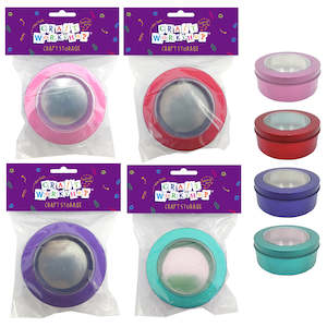 Plastic Amp Glass Items: Craft Tin Box 9.5x4cm Asst