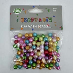 All Craft Supplies 1: Bright Coloured Pearl Beads 8mm
