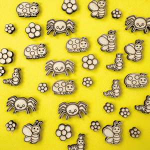 All Craft Supplies 1: Mini Bug and Flower Wood Shapes 25pcs