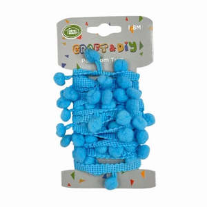All Craft Supplies 1: Light Blue Pom Pom Trim 1.8m
