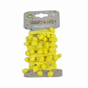 All Craft Supplies 1: Yellow Pom Pom Trim 1.8m