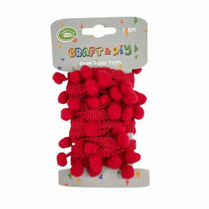 All Craft Supplies 1: Red Pom Pom Trim 1.8m