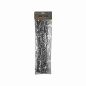 All Craft Supplies 1: Silver glitter Chenille Sticks 40pcs