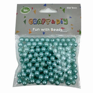 All Craft Supplies 1: Light Blue Pearl Beads 8mm