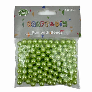 All Craft Supplies 1: Light Green Pearl Beads 8mm